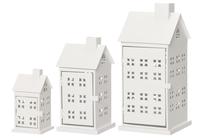Žibintų rinkinys 4Living Hus 639879, geležis, 34 cm, balta sp., 3 vnt.
