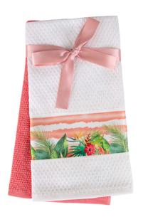 Vonios rankšluosčių rinkinys Foutastic Wash Towel Set Eden 396RYH1443, balta sp./rožinė sp., 60 cm x 40 cm, 2 vnt.