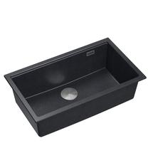 Virtuves izlietne Quadron Logan 110, granīts, 76 cm x 45 cm x 23.5 cm, melns krās./nerūsējošā tērauda krās./pelēka krās.
