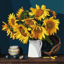 Glezna pēc numuriem Ideyka Bright Sunflowers KHO2865, daudzkrāsaina