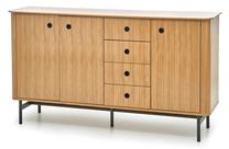 Komoda Smart KM-1, ąžuolo sp./juoda sp., 93 cm x 44 cm x 167 cm