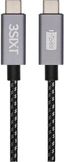 Laidas 3SIXT, USB Type C/USB 3.1 Type A, sidabro sp./juoda sp.