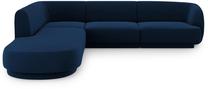Kampinė sofa Micadoni Home Miley Velvet 6 Seats, tamsiai mėlyna sp., kairinė, 252 x 220 cm x 74 cm