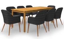 Āra mēbeļu komplekts VLX Garden Dining Set, melns krās./pelēks krās./brūns krās., 8 sēdvietas