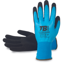 Darba cimdi gumijots Tomas Bodero Coldgrip 760, pieaugušajiem, zila krās./melna krās., 8