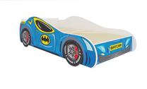Детская кровать ADRK Batcar, синий цв., 70 x 140 cm, без ящика для постельных принадлежностей, с матрасом
