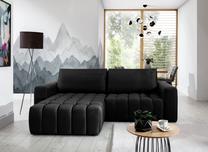 Kampinė sofa Bonett Solar 99, juoda sp., kairinė, 175 x 250 cm x 92 cm