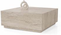 Kavos staliukas Kalune Design Lizbon, travertine sp., 90 cm x 90 cm x 35.5 cm
