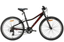 Velosipēds hibrīds Leon JUNIOR Vbr, 24 ", 12" rāmis, melna krās./sarkana krās.