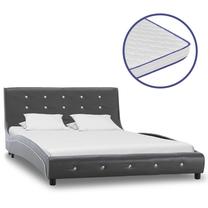 Lova pusantros vietos VLX Faux Leather 277565, 120 x 200 cm, pilka sp., su čiužiniu, su grotelėmis
