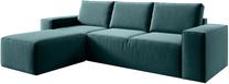 Kampinė sofa Silla Velvetmat 38, žalia sp., kairinė, 204 x 302 cm x 95 cm