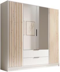 Шкаф ADRK Neri 200, белый цв./коричневатый цв., 200 см x 51 см x 200 см, с зеркалом