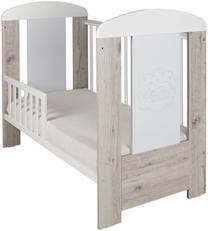 Vaikiška lova Drewex Cortona Bear Premium, ruda sp./balta sp., 60 x 120 cm, be patalynės dėžės, be čiužinio