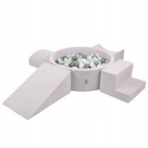 Бассейн с шариками, набор KiddyMoon Foam, ⌀ 90 см, 300 шт, белый цв./зеленый цв.