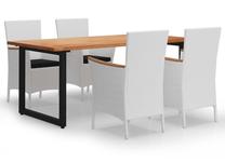 Āra mēbeļu komplekts VLX Garden Dining Set, balts krās./melns krās./brūns krās., 4 sēdvietas