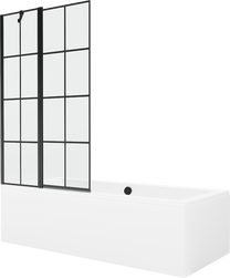 Vonia, su sienele su sienele, laisvai pastatoma Mexen Cube, 170 cm x 80 cm x 39 cm, stačiakampis, balta sp.