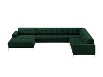 Kampinė sofa Micadoni Mamaia Velvet, žalia sp., dešininė, 327 x 256 cm x 75 cm