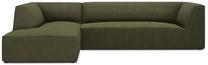 Kampinė sofa Micadoni Home Ruby 4 Seats, tamsiai žalia sp./žalia sp., kairinė, 273 x 180 cm x 69 cm