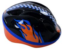 Шлемы велосипедиста детские Volare Hot Wheels, синий цв./черный цв./oранжевый цв., 52-56 см