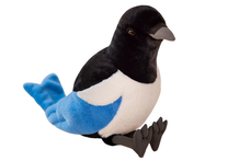 Pliušinis žaislas paukštis Magpie, mėlyna sp./balta sp./juoda sp., 30 cm