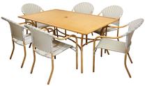 Lauko baldų komplektas Besk, balta sp./ruda sp., 6 vietų