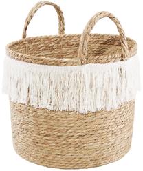 Korv Ambition Boho, puuvill/merihein, 36 cm x 36 cm, pruun v./valge v.