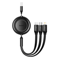 Kabelis Baseus Bright Mirror 2 3-in-1 USB, MicroUSB/Lightning/USB-C, 1.1 m, melna krās.