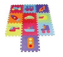Kilimėlis kūdikiams - dėlionė Smily Play Foam Mat Vehicles, 29 cm x 29 cm, 9 vnt, įvairių spalvų