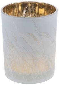 Подсвечник Lou Poaceae, стекло, Ø 10 см, 12 см, золотой цв./белый цв.