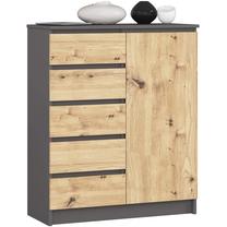 Komoda Akord Furniture Factory K80, ruda sp./grafito sp., 97 cm x 35 cm x 80 cm