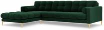Kampinė sofa Cosmopolitan Design Bali, aukso sp./žalia sp., kairinė, 185 x 293 cm x 75 cm