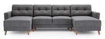Kampinė sofa - lova Polak Meble Fray Plus Malmo, juoda sp./pilka sp., 154 x 316 cm x 89 cm