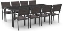 Āra mēbeļu komplekts VLX 9 Piece Set, melns krās./antracīts krās., 8 sēdvietas