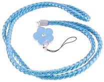 Mocco Universal Mobile Stripe Holder/Keychain With Flower Light Blue