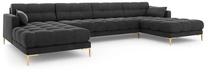 Sofa Micadoni Home Mamaia Velvet Panoramic, tamsiai pilka sp., 383 x 185 cm x 75 cm