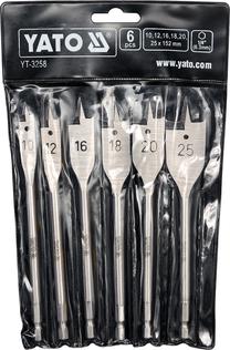 Medienos grąžtų komplektas Yato YT-3258, medienai, plunksninis, hex, 10-25 mm x 15.2 cm