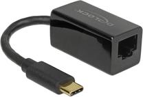 Adapteris Delock USB 3.1 Type-C Male to Gigabit LAN 10/100/1000 RJ-45, USB C male, 0.13 m, melna krās.