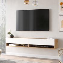 ТВ стол Kalune Design FR9 AW, белый цв./сосновый цв., 180 см x 31.6 см x 29.1 см