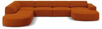 Kampinė sofa Micadoni Home Jodie Rounded Panoramic 7 Seats, oranžinė sp., kairinė, 364 x 262 cm x 70 cm