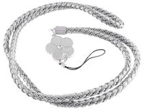 Mocco Universal Mobile Stripe Holder/Keychain With Flower White