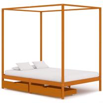 Lova viengulė VLX Canopy, 120 x 200 cm, šviesiai ruda sp., be čiužinio, su grotelėmis