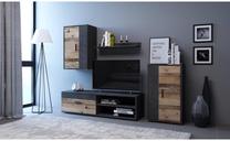 Svetainės baldų komplektas Berno, vidaus, rudas/juodas