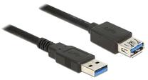 Vads Delock USB 3.0 A male, USB 3.0 A female, 0.5 m, melna krās.