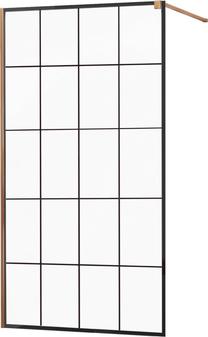 Dušas siena Mexen Kioto 800-130-101-60-77, 130 cm x 200 cm, melns krās./zeltrozā krās./rūdītais