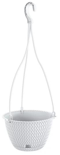 Pakabinamas gėlių vazonas Splofy DSPW230-S449, plastikinis, 23 cm x 23 cm, Ø 23 cm, balta sp.