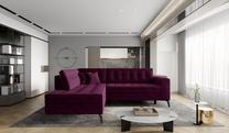 Kampinė sofa Lanvin Velvetmat 25, tamsiai violetinė sp., kairinė, 210 x 260 cm x 93 cm