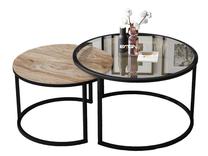 Kavos staliukų komplektas Kalune Design Bora, pušies sp/skaidri sp., 57 - 75 cm x 57 cm x 40 - 45 cm, 2 vnt.