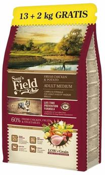 Sausā suņu barība Sam's Field Low Grain Chicken & Potato Adult, vistas gaļa/kartupeļi, 15 kg