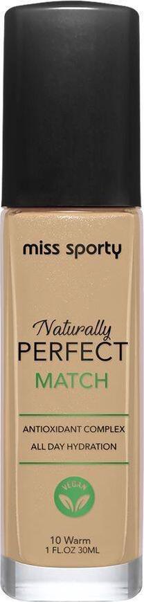 Skystas makiažo pagrindas Miss Sporty Naturally Perfect Match, rusva sp., 10 warm, 30 ml