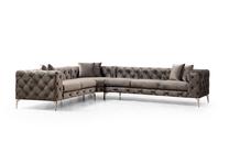 Kampinė sofa Hanah Home Como Ecru, antracito sp., dešininė, 310 x 270 cm x 73 cm